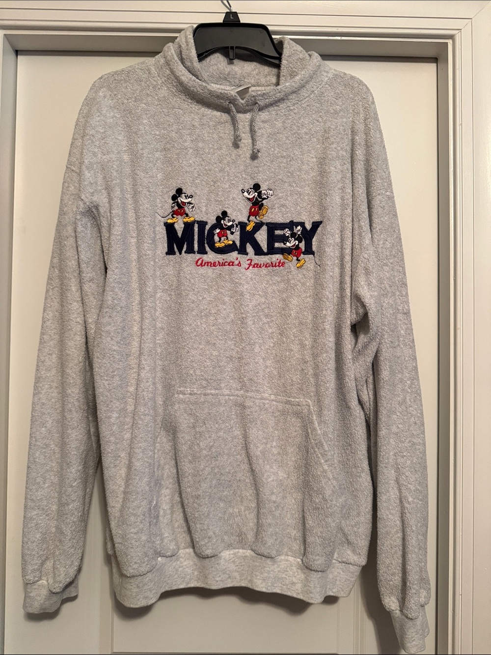 Disney Gray Mickey Embroidered Pullover Hoodie